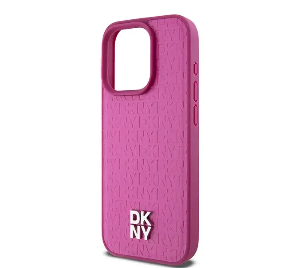 DKNY Leather Monogram Pattern Metal Logo MagSafe do iPhone 15 Pro Różowy 