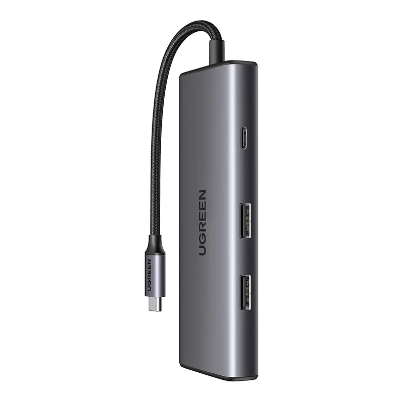 Hub USB UGREEN Revodok Pro 7w1 USB do 2x USB-A 3.2 USB-C 3.2 SD/TF PD Szary