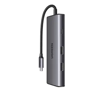 Hub USB UGREEN Revodok Pro 7w1 USB do 2x USB-A 3.2 USB-C 3.2 SD/TF PD Szary