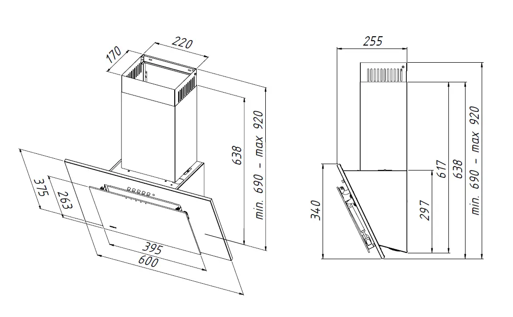 фото Витяжка похила Akpo WK-4 Nero 2.0 60 Black/Gray