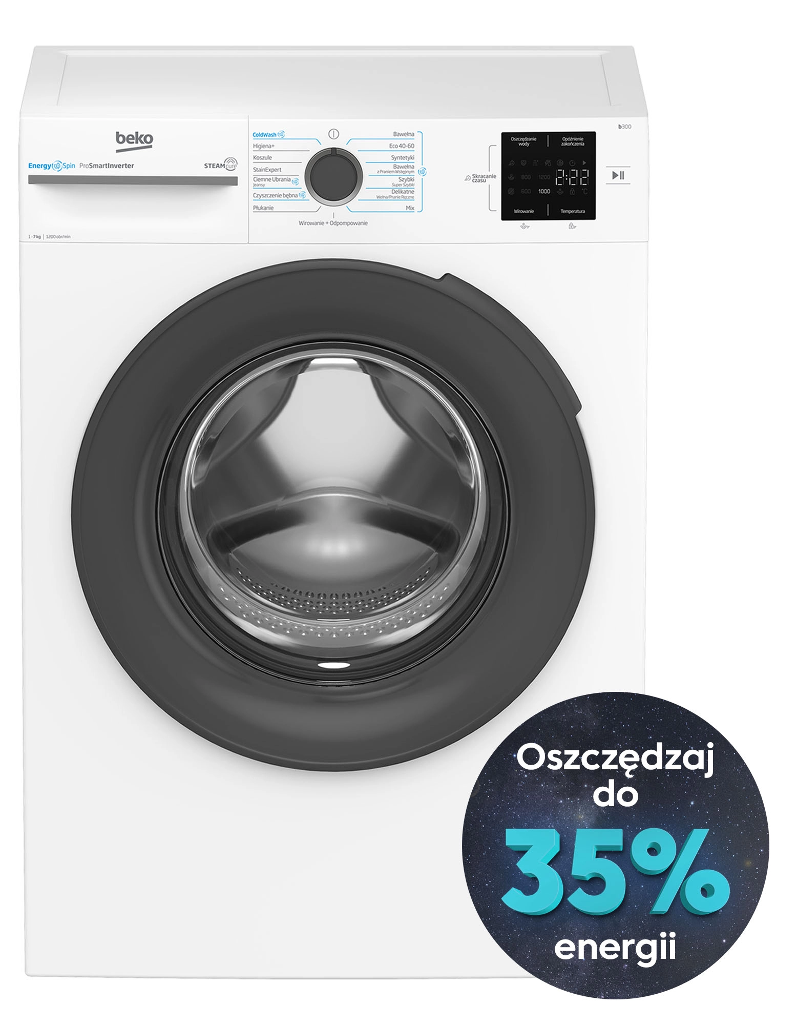 Pralka Beko b300 BM3WFU37215WAR EnergySpin Slim 7kg 1200obr/min