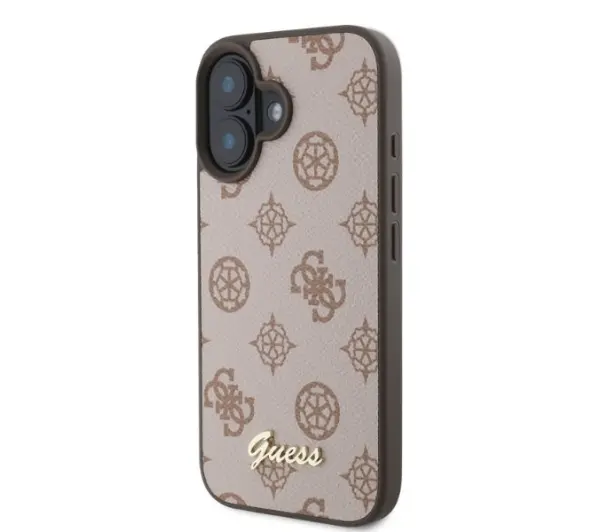 Guess Peony Script MagSafe do iPhone 16 Brązowy