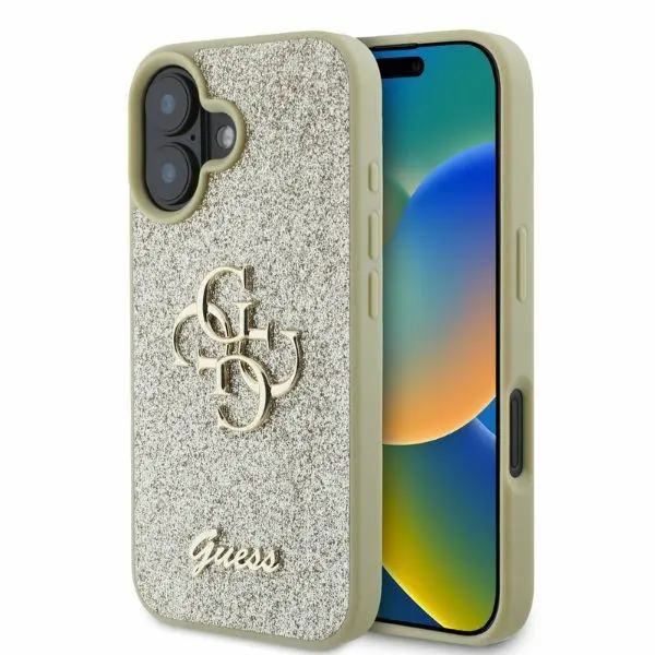 Etui Guess Fixed Glitter Big 4G do iPhone 16 Złoty