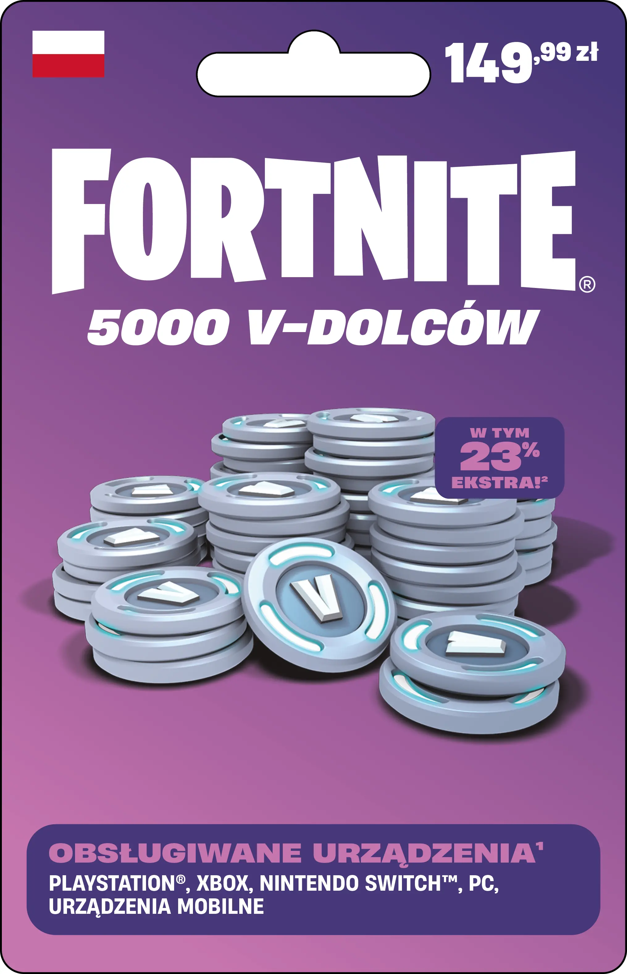 Doładowanie Fortnite 5000 V-dolców [bon agencyjny] Obecnie dostępne tylko w sklepach stacjonarnych