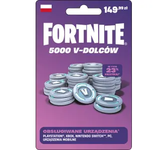 Doładowanie Fortnite 5000 V-dolców [bon agencyjny] Obecnie dostępne tylko w sklepach stacjonarnych