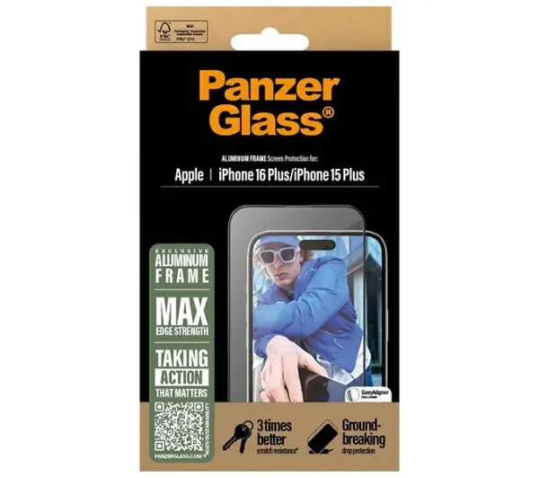 PanzerGlass Screen Protector Aluminum Frame do iPhone 16 Plus