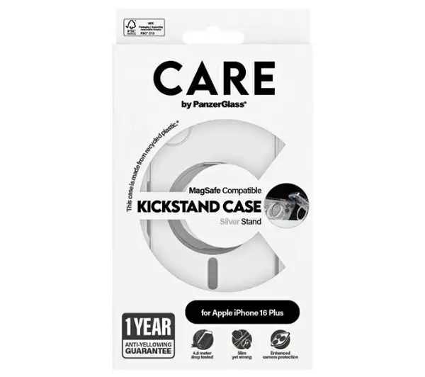 PanzerGlass Kickstand Case MagSafe iPhone 16 Plus Srebrny