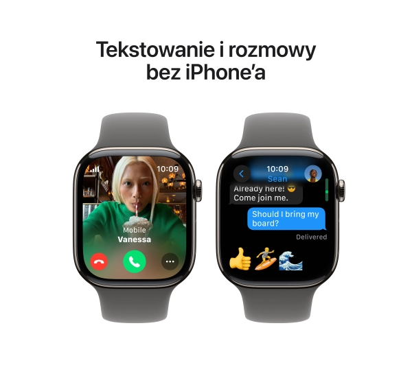Apple Watch Series 10 GPS AI + Cellular AI 46mm z tytanu w kolorze naturalnym pasek sportowy górska szarość S/M - Kup na Raty - RRSO 0%