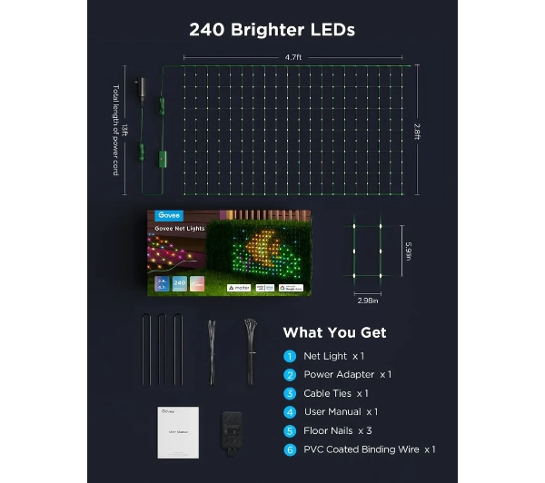 Govee H6810 Net Lights 1,2m x 1,2m