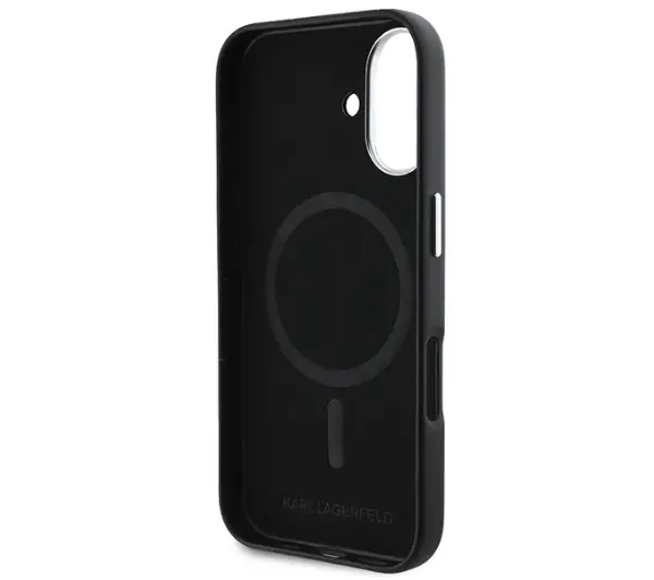 Karl Lagerfeld Monogram Choupette Head Pin do iPhone 16 Czarny