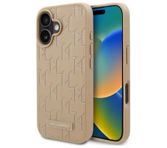 Etui Karl Lagerfeld Hot Stamp MagSafe do iPhone 16 Beżowy