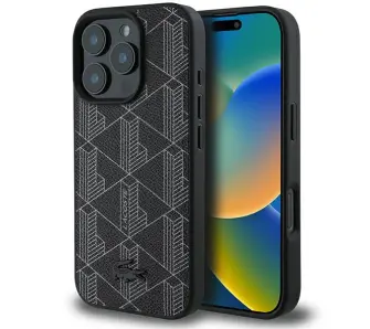 Etui Lacoste Blend Monogram MagSafe do iPhone 16 Pro Max Czarny