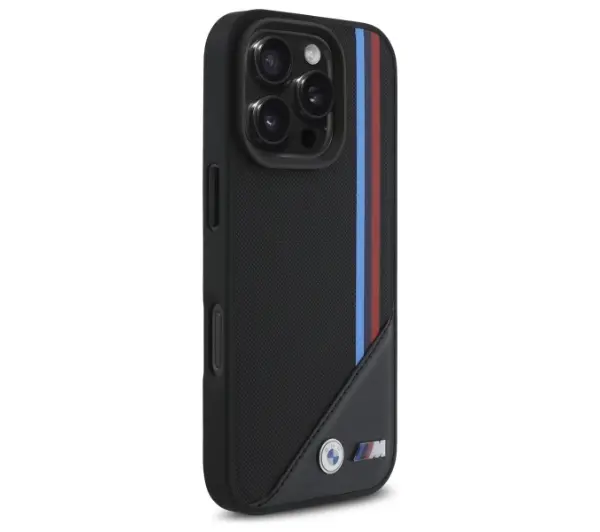 BMW M Meshed Tricolor Stripes MagSafe do iPhone 16 Pro Max Czarny