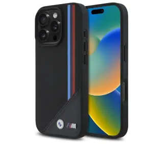 BMW M Meshed Tricolor Stripes MagSafe do iPhone 16 Pro Max Czarny