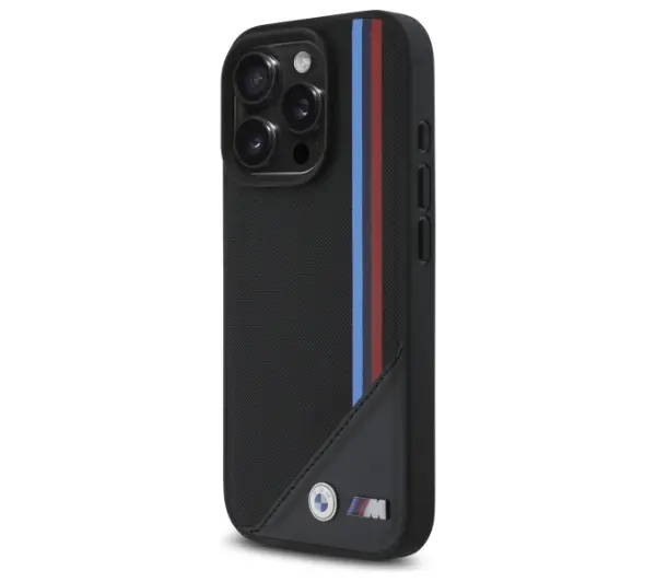 BMW M Meshed Tricolor Stripes MagSafe do iPhone 16 Pro Max Czarny