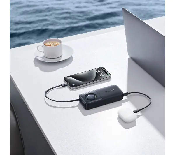Baseus Free2Pull 10000mAh 30W Wbudowany kabel Czarny