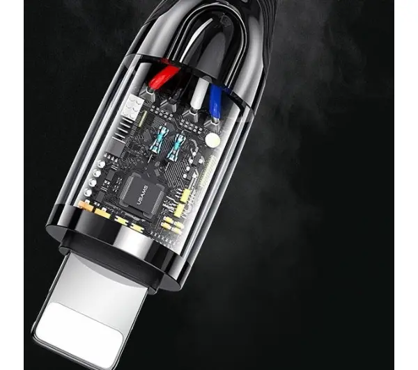 USAMS USB-C do Lightning Smart Power-off 20W PD Cable 1.2m Czarny