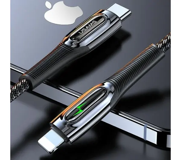USAMS USB-C do Lightning Smart Power-off 20W PD Cable 1.2m Czarny