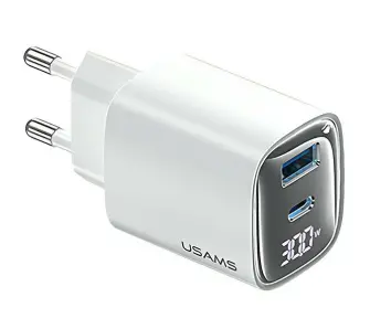 Ładowarka sieciowa USAMS 30W GaN USB-C/USB-A Fast Charging XC Series Biały