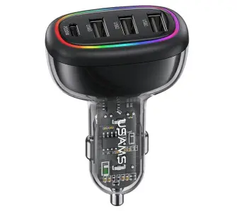 Ładowarka samochodowa USAMS 1xUSB-C 3xUSB-A C34 48W 3A+C PD Fast Charge Czarny