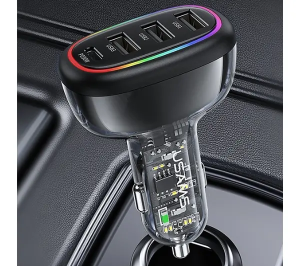 USAMS 1xUSB-C 3xUSB-A C34 48W 3A+C PD Fast Charge Czarny