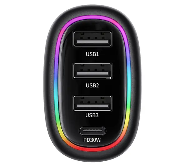 USAMS 1xUSB-C 3xUSB-A C34 48W 3A+C PD Fast Charge Czarny