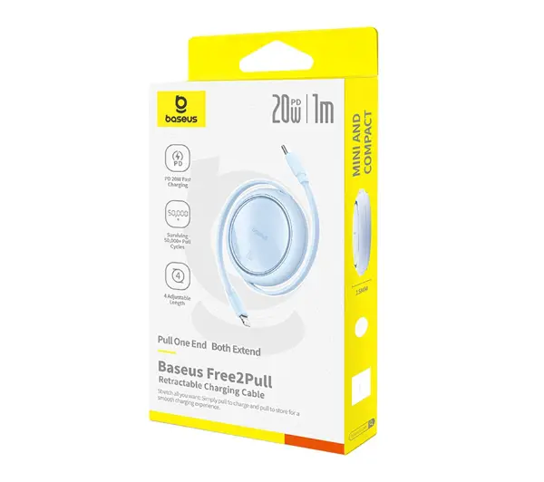 Baseus Free2Pull USB-C 20W 1m Niebieski - ⚡ EURO HIT CENOWY! ⚡