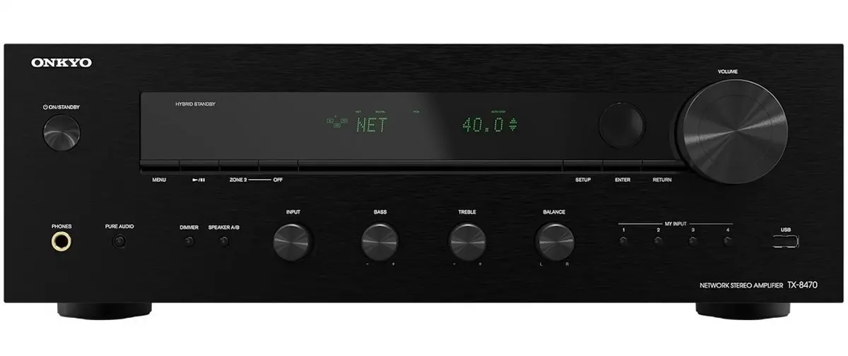 Amplituner Onkyo TX-8470 2.1-kanałowy Wi-Fi Bluetooth Chromecast AirPaly Czarny