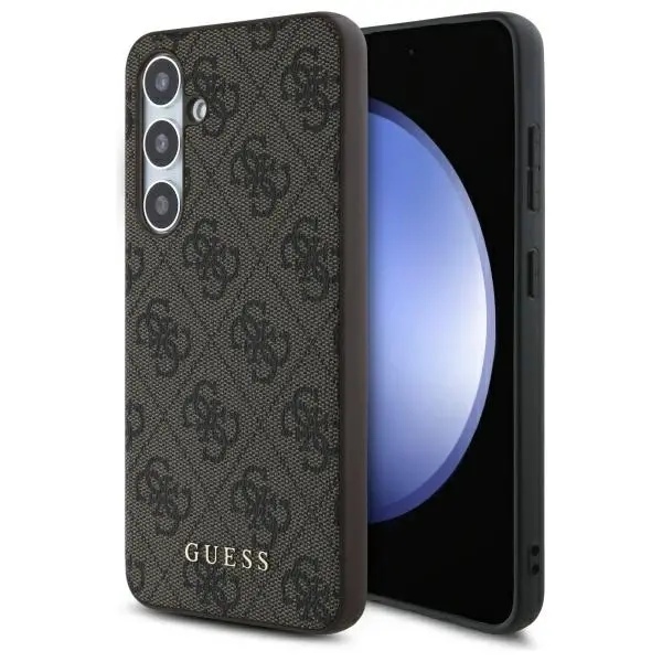 Etui Guess 4G Metal Gold Logo do Samsung Galaxy S24 FE Brązowy