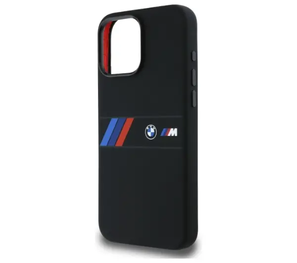 BMW Silicone Middle Stripe MagSafe do iPhone 16 Pro Max Czarny