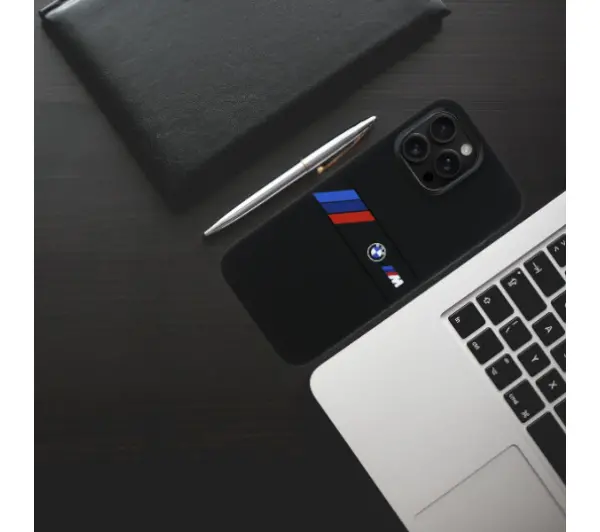 BMW Silicone Middle Stripe MagSafe do iPhone 16 Pro Max Czarny
