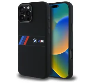 BMW Silicone Middle Stripe MagSafe do iPhone 16 Pro Max Czarny