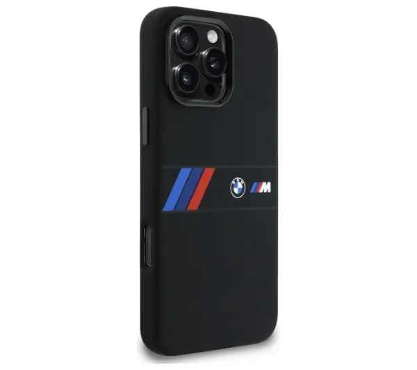 BMW Silicone Middle Stripe MagSafe do iPhone 16 Pro Max Czarny