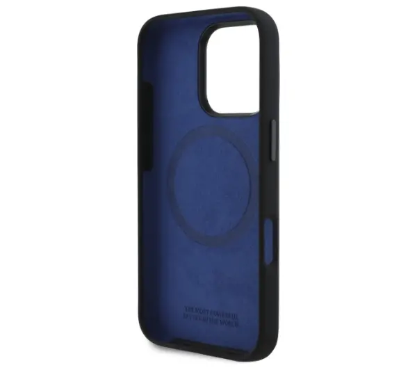 BMW Silicone Hexagon Blue Line MagSafe do iPhone 16 Pro Max Czarny