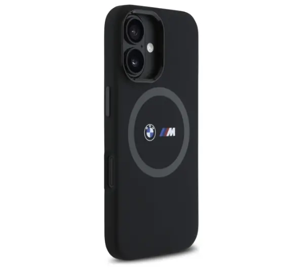 BMW M Silicone Printed Ring MagSafe do  iPhone 16 Czarny