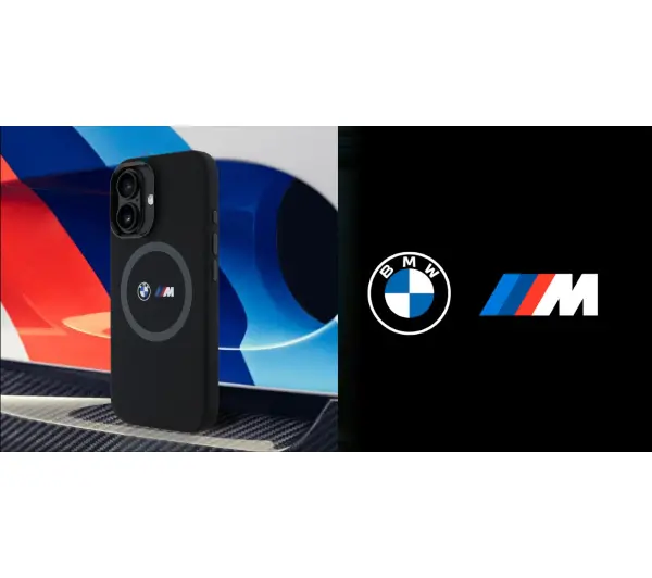 BMW M Silicone Printed Ring MagSafe do  iPhone 16 Czarny