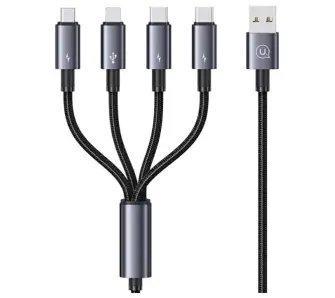 Kabel USAMS 4w1 2xUSB-C/Lightning/microUSB 15W 1,2m Czarny
