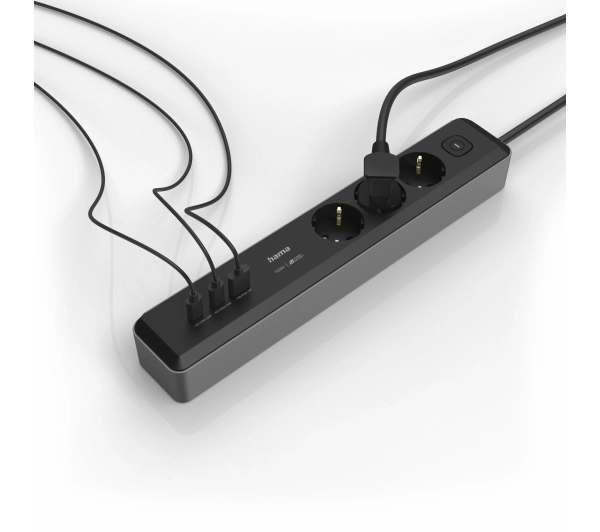 Hama 223192 3 gniazda 1,4m USB PD 100W Czarny