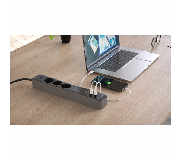 Hama 223192 3 gniazda 1,4m USB PD 100W Czarny