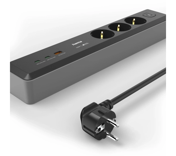 Hama 223192 3 gniazda 1,4m USB PD 100W Czarny
