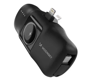 Wozinsky WF16-YLS 5000mAh 15W Lightning z wbudowanym kablem USB-C Czarny