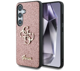 Guess Fixed Glitter Big 4G Metal Logo do Galaxy S25 Różowy