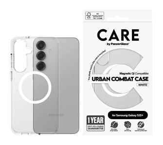 Etui PanzerGlass Flagship Urban Combat White QI do Galaxy S25 Plus Przezroczysty