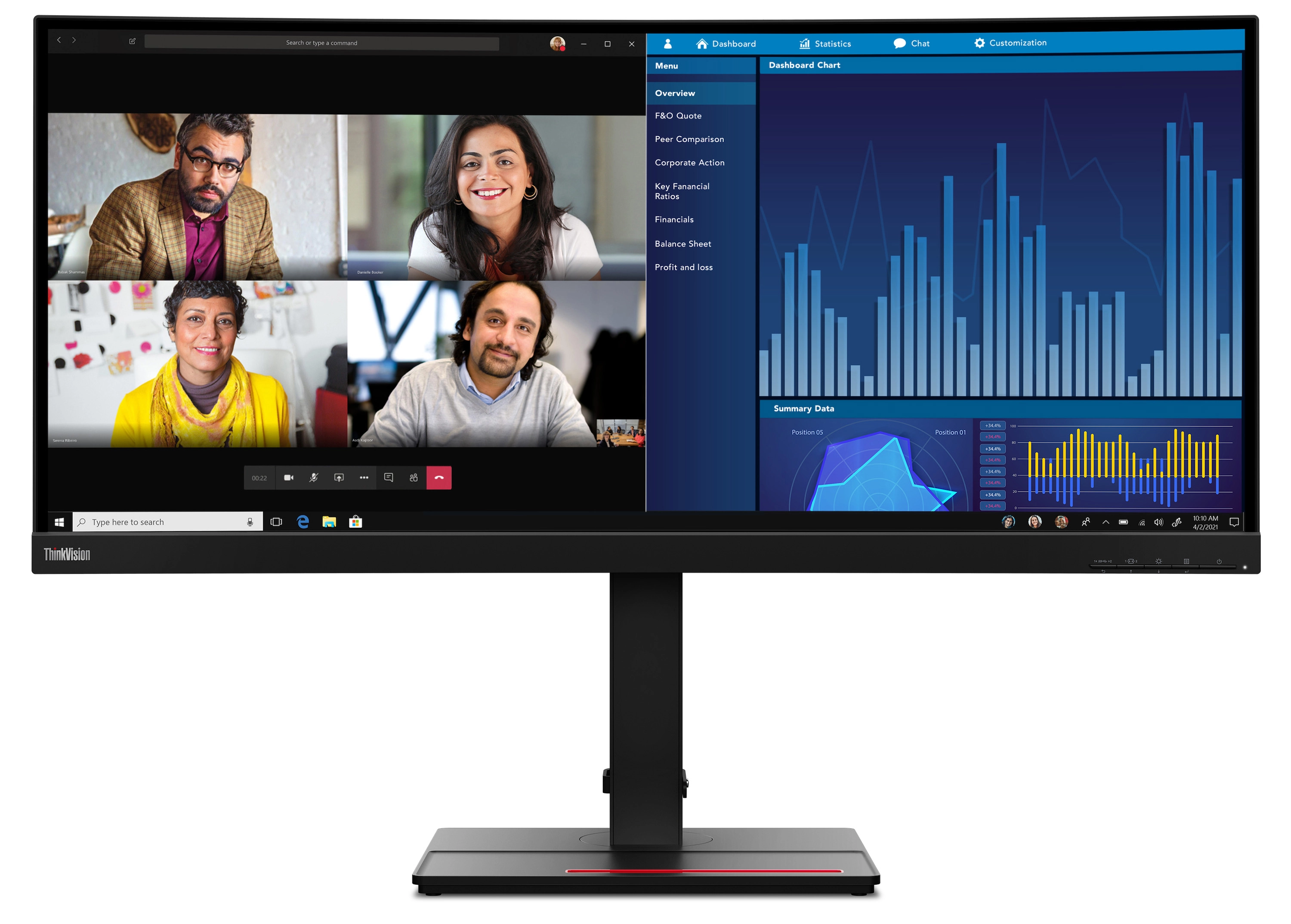 Monitor Lenovo ThinkVision P34w-20 34,14" UWQHD IPS 60Hz 4ms Zakrzywiony Profesjonalny