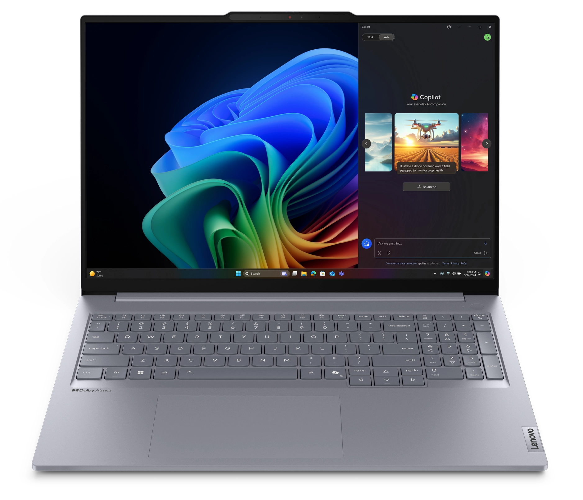 Laptop biznesowy Lenovo ThinkBook 16 G7 QOY 16" Snapdragon X Plus X1P-42-100 32GB RAM 1TB Dysk SSD Win11 Pro Szary Funkcje AI