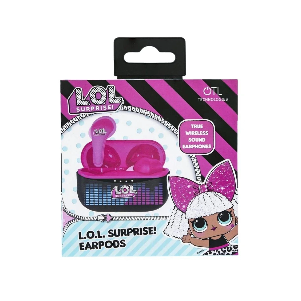 Słuchawki bezprzewodowe OTL Technologies LOL Suprise! TWS Earphones Dla Dzieci Dokanałowe Bluetooth 5.3 Czarno-różowy