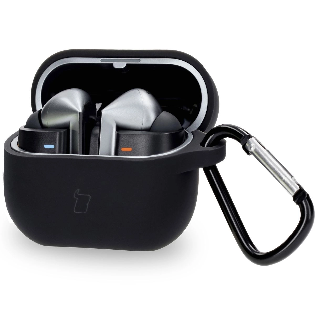 Etui na słuchawki Bizon Silikonowe z karabińczykiem do Samsung Galaxy Buds 3/3 Pro Czarny