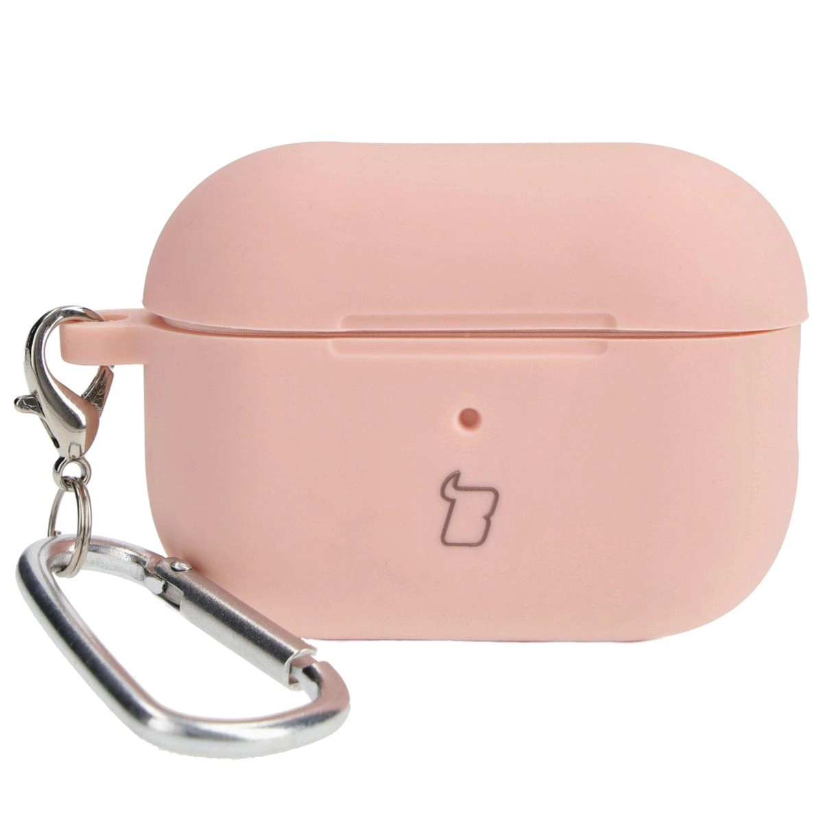 Etui na słuchawki Bizon Silikonowe z karabińczykiem do AirPods Pro 2 Jasnoróżowy