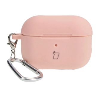 Etui na słuchawki Bizon Silikonowe z karabińczykiem do AirPods Pro 2 Jasnoróżowy