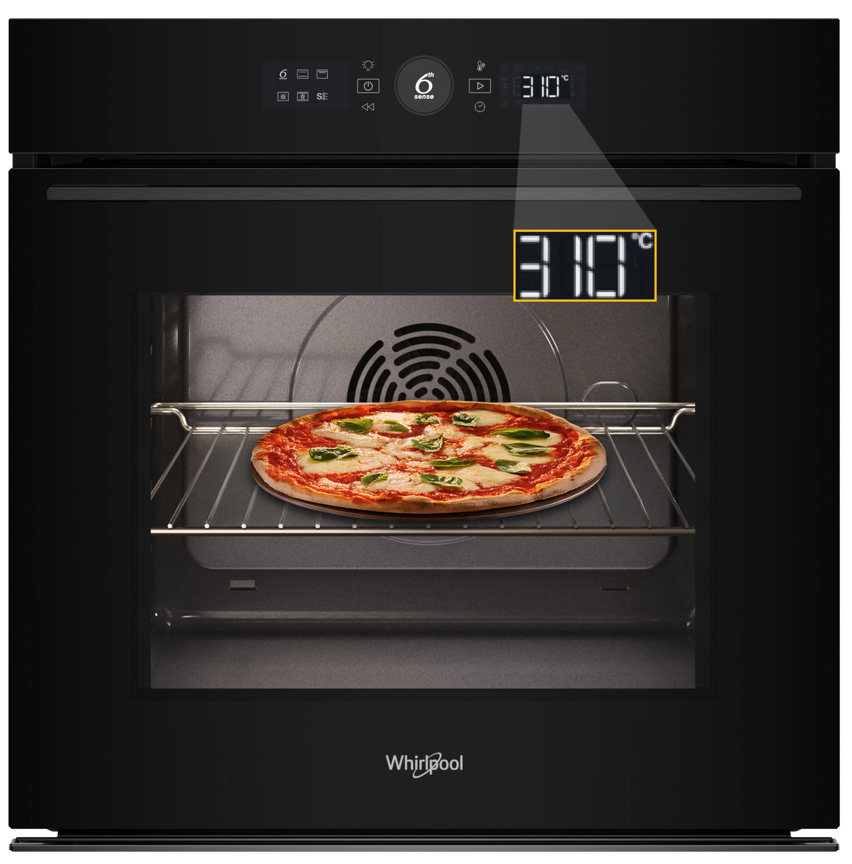 Piekarnik elektryczny parowy Whirlpool WOI5S8PPM1SBA Pizza 310C Termoobieg Termosonda AirFry Czarny